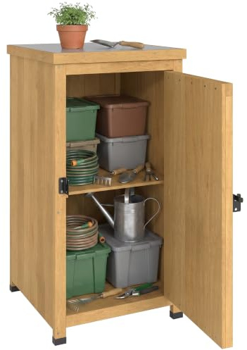 Outsunny Wooden Garden Shed Wooden Garden Storage Light Brown