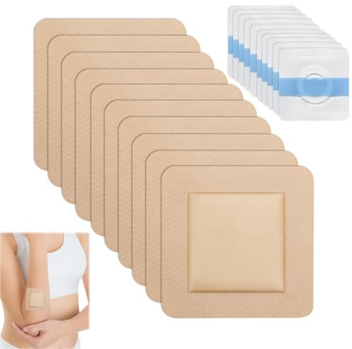 10 PCS Pansements Non Tissés Auto-Adhésifs Pansements Adhésifs Compresse Non Tissée Confortable Sûr Respirant Forte Adhérence Imperméable Favorise Cicatrisation 7.5 * 7.5 Cm Avec 10 Gel Autocollant