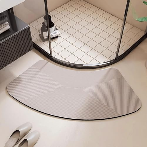 Kiselsten böjd duschmatta, snabbtorkande vattenabsorberande för badrum kök toalett entré, halkfri snabbtorkande badmatta