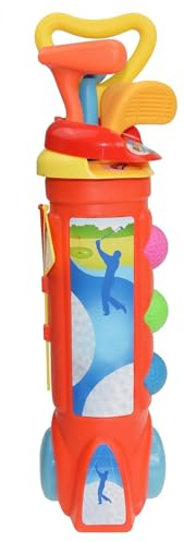 Hotainoys Toddler Golf Set With Rolling Storage Cart, Plastic Kids Golf Clubs For Parent-child Outdoor Play And Children Learning, Red, Toddler Clubs