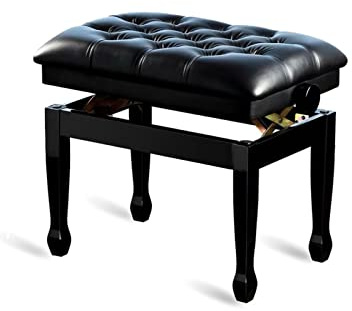 Pianopall, sminkbordspall mjuk pianopall i läder 10 cm justerbar – musik pianobänk, med massivt hårt träkonstruktion, 60 x 40 x 50–60 cm – valnöt