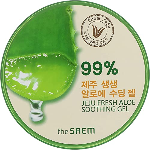 The Saem. Gel Calmante para Cuerpo y Rostro de Aloe Vera en Frasco. Jeju Fresh Aloe Soothing Gel 99%. Hidrata y Refresca. Para Piel Seca y Agrietada. Contenido 300 ml., 1 mililitro, 1