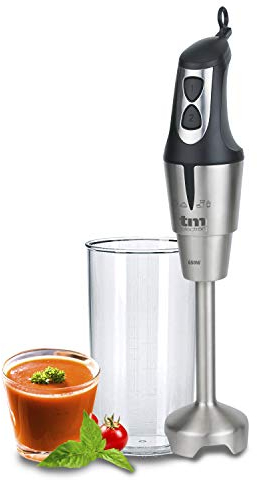 TM Electron TMPBA008 - Batidora de Mano de 400W de Potencia, 2m de Cable, Campana y Eje de Acero Inoxidable, Control graduable de Velocidad y empuñadora ergonómica. Incluye Vaso medidor de 900ml. …