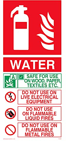Lot de 5 – Extincteur contient des instructions pour l'eau – 100 x 200 mm – P12