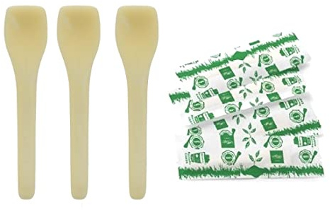 MAQA 500 piezas Cucharas de helado y postre compostables, cucharadas de helado en bolsas individuales, cucharas sueltas para comer con los dedos