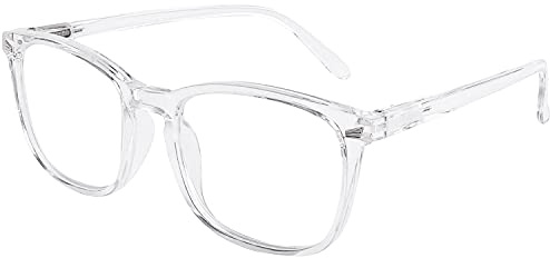 DOOViC Blue Light Blocking Reading Glasses Large Square Transparent Frame Computer Readers Glasses for Men/Women +1.75