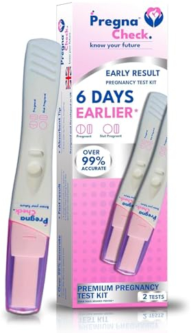 Pregnacheck Early Detection Pregnancy Test, Results 6 Days Early, Highly 99% Accurate, 2 Tests in 1 Pack