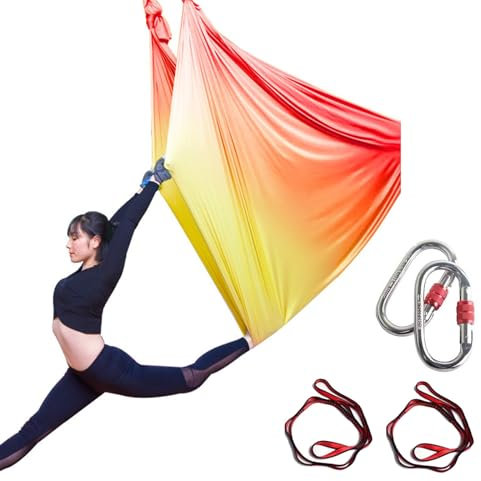 Aerial Yoga Hängematte Set, Aerial Yogatuch Swing Air Fliegen, Yoga-Schaukel Hammock Swing 1000 kg Max. Tragfähigkeit Yogatuch Zum Aufhängen Stahlkarabiner, Anti-Gravity-Übungen