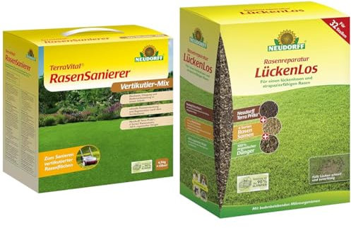 Neudorff TerraVital RasenSanierer um Ausbessern lückenhafter Flächen & Rasenreparatur LückenLos 2,5 kg für 32 Stellen für dauerhaft lückenlosen, strapazierfähigen und saftig grünen Rasen