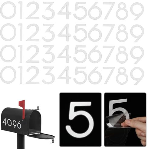 Lot de 50 numéros de boîte aux lettres pour l'extérieur - 5,1 cm - En vinyle - Réfléchissants - Étanche - Chiffres de 0 à 9 - Pour boîte aux lettres, fenêtre, porte, panneau d'adresse (5,1 cm)