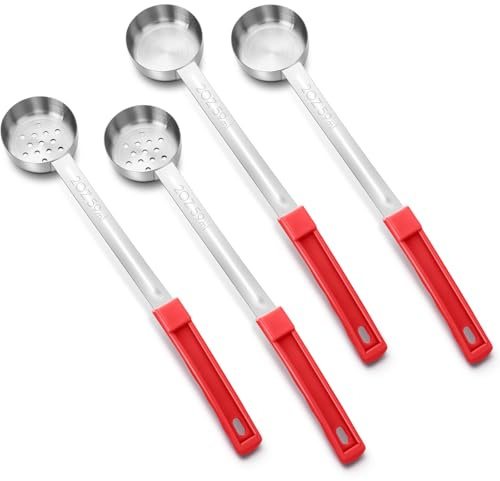 Teenyyou 4 Pcs Portion Control Serving Spoons Measuring Ladles, Red, 2oz