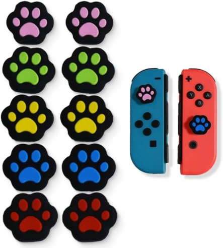 LOMSUXA 10 Stücke Joystick Kappen Thumbstick Kappen Grip Joystick Abdeckung Joystick Kappen Gamer Grip Analog Stick Kappen Thumb Grip Caps Silikon Daumengriffkappen In Katzenpfoten Für Controller
