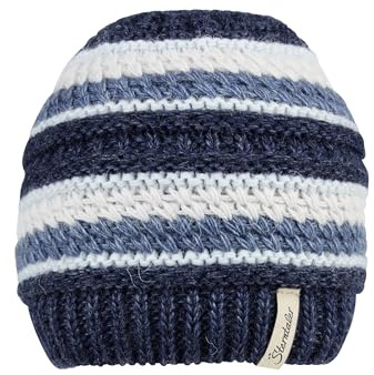 Sterntaler Strickmütze mit Strukturmix und Baumwollfleece-Futter – warme Wintermütze für Jungen – Mütze für Babys und Kinder, blau meliert, Größe 55