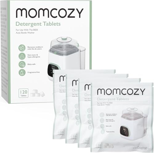 Momcozy Official Washing Block for KleanPal Pro Baby Bottle Washer, 120 Pcs | Detergent Tablets for Cleaning Baby Bottles, Breast Pump Parts, Feeding Accessories, Rinse-Free, BPA-Free, Travel & Home Use