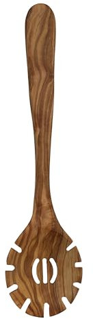 Cuillère à spaghetti « Plaisir » en bois d'olivier – Cuillère à pâtes ronde fabriquée à la main – Ergonomique et durable