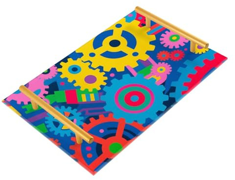 Bandejas decorativas de desayuno con asas de dibujos animados coloridas, bandejas decorativas para servir joyas, perfumes, para servicio de habitación, charola para comida