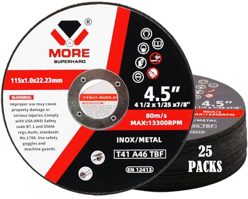 MORESUPERHARD Cut Off Wheels 4-1/2 Inch, 25 Pack Cutting Discs, 4.5 x 0.047 x 7/8 for Angle Grinder, Metal & Stainless Steel Fast Cutting