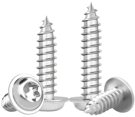 GZSYWZ Torx Viti Autofilettanti - Acciaio Inox A2 V2A Viti per Legno a Testa Bombata con Rondella Filettatura Completa Metrica Argento, M3 x 14mm (50 Pezzi)