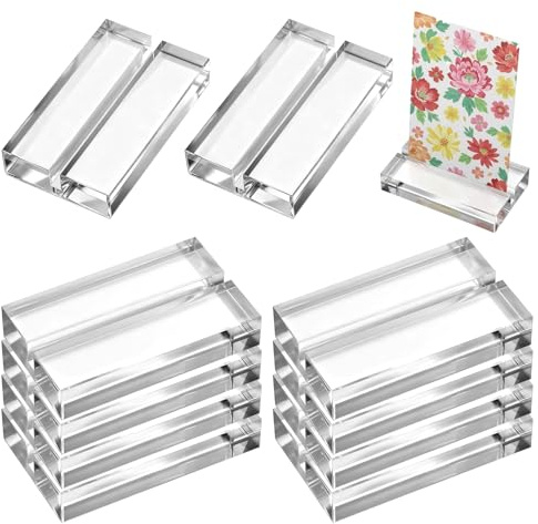 Ajcotahm 10 Pcs Place Card Holders, Clear Acrylic Card Display Stand Small Sign Holders for Table Wedding Photo Menu Office Meeting