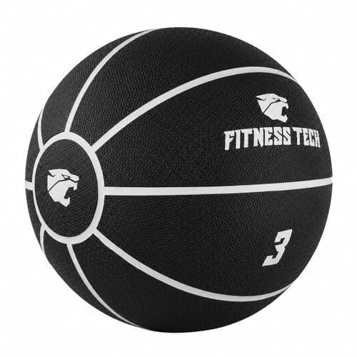 Fitness Tech Balón Medicinal con Rebote 1–10 kg para Entrenamiento Funcional, Cross Training, Rehabilitación y Mejora de Fuerza, Coordonación y Equilibrio (3 kg)