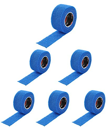 Pflaster selbsthaftend (kohäsiv), wasserfest, latexfrei, reine Baumwolle – Fixierpflaster elastisch für Finger (Fingerpflaster), Hand, Zehen, Füße, ohne Kleber – Set von ResQ-Plast (Blau, 6er Set)