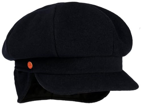 Mayser Camilla Ballonmütze Schirmmütze Wide Fit Ohrenklappen Damen Made in EU Winter dunkelblau M (56-57 cm)
