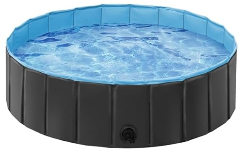 Yaheetech Piscine Chien Pliable 100 x 30cm Baignoire pour Chien/Chat Noir | Piscine Bassin de Baignade Portable Bain pour Chien/Chat Extérieur Intérieur Antidérapant avec Patchs de réparation et Brosse