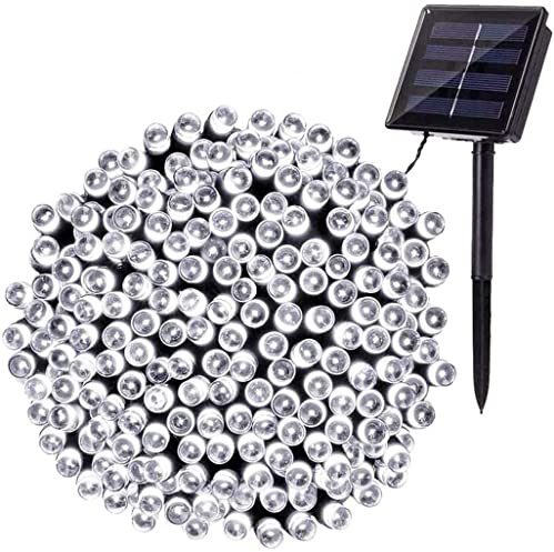 PhilzOps Guirnalda Luces Solares, 22M 200 LED Cadena de Luces Exterior Solar 8 Modos Impermeable Luces de Navidad Decoración para Interior Exteriores Jardín Fiestas Bodas Patio, Blanco Frio