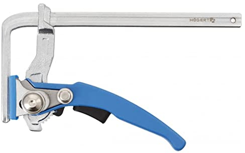 HÖGERT TECHNIK - Hebelzwinge 300 mm aus Stahl, Tischzwinge mit Ratschenmechanik, Spannzwinge für Führungsschiene, Schnellspanner Zwinge für präzises Fixieren