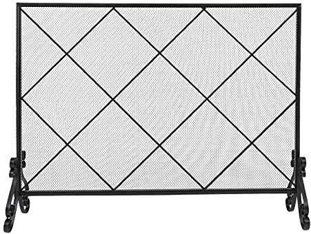 SERUMY Pare-étincelles Ligne d'écran de cheminée Diamant Grande réseau de Fer décoratif de la Grille 105x22.5x81.5cm Pare-feu