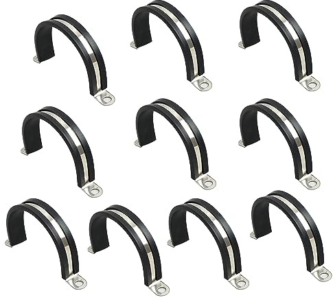 NICAVKIT 10 st 50 mm kabelklämma gummi P-klämmor slangklämmor rörklämmor kabelklämmor rostfritt stål kit, metalltråd kabelklämma kit