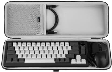 Geekria hård förvaringsväska för tangentbord och mus (65%), kompatibel med Keychron K6 HE/Q2 Max/V2, RK ROYAL KLUDGE R65/Galaxy68 – reseväska för tangentbord med 68 tangenter (mörkgrå)