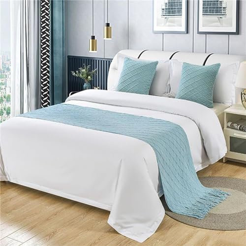 DSAoTeng Bettläufer oder passende Kissen-Set, Schals, Bettläufer, Hotel, Betttuch, Tagesdecke, Schutz für Wohnzimmer, Schlafzimmer, Hotel (Hellblau, 45 x 45 cm (1 x Kissen-Set)