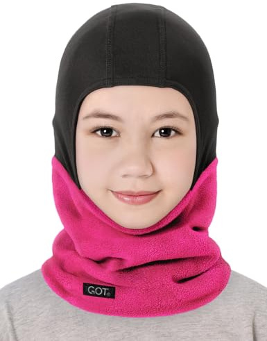 GOT Sports Kids Balaclava Ski Mask - Winter Fleece Neck Warmer & Helmet Liner Hood for Boys Girls (Pink, 7-12)