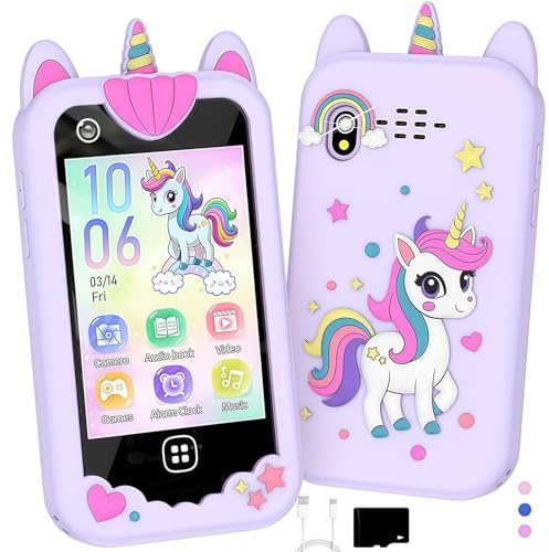 Kids Smart Phone for Girls, Kids Toys Cell Phone 2.8 Touchscreen Toddler Learning Play Toy Phone with Dual Camera, Game, Music Player, 8GB Card Birthday Gifts for Girls Boy Age 4-12 (Purple)