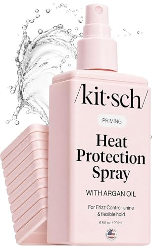 Kitsch Heat Protection Spray for Hair – Heat Protectant for Hair with Argan Oil – Styling Hair Spray for Frizz Control, Shine & Damage Protection – Protects Strands | Ideal Gifts for Women – 6.8oz