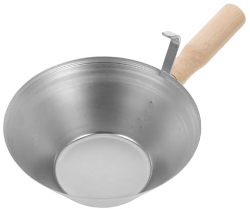 ARTIBETTER Seau De Chantier En Acier Inoxydable Avec Manche En Bois Outils De Plâtrage Pour Cloisons Sèches En Ciment