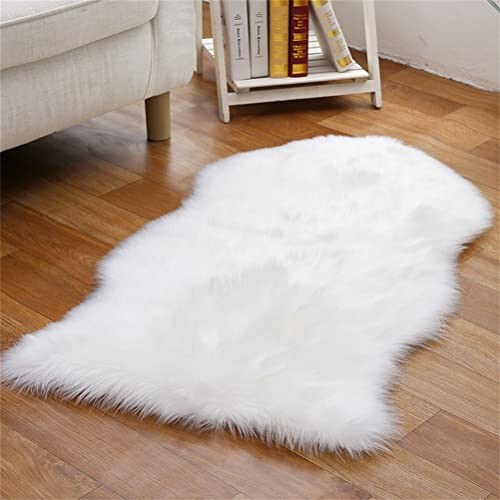 Fluffy Faux Sheepskin Rug for Bedroom or Living Room Sofa Soft Faux Fur Decorative Rug Cozy Faux Lambskin Rug (40x60 cm Blue 2)