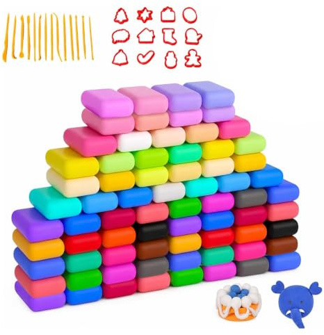 FLAVNTEL Pasta Modellabile 72 Colori per Bambini, Argilla Autoindurente, Argilla Modellabile, Regalo per Bambini, 72 Colori, Facile da Modellare