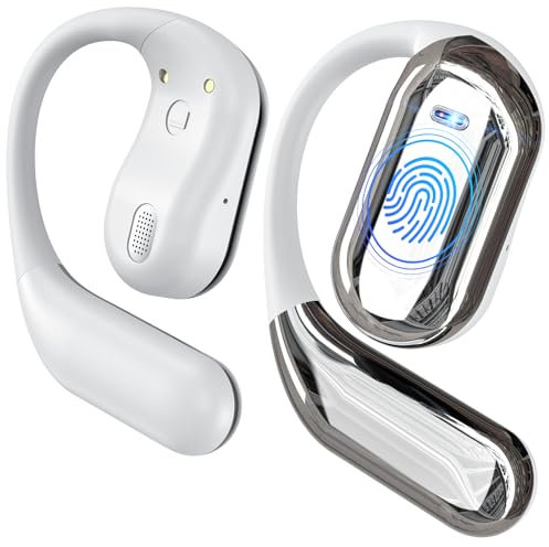 Auriculares inalámbricos Bluetooth – 50 horas de reproducción, estéreo, HiFi On Ear con gancho suave, diseño ergonómico auriculares deportivos de oreja abierta, compatible con iOS y Android