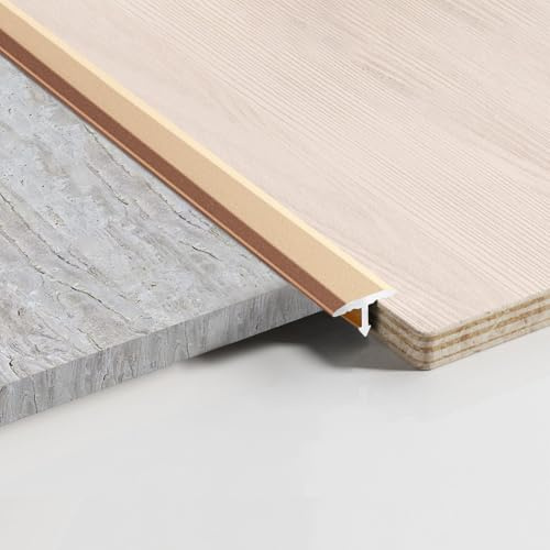 Lot de 3 profilés en T en aluminium - Profilé de transition - 900 x 6 mm - Pour seuils de porte et sols de raccordement pour carreaux de sol stratifié, doré