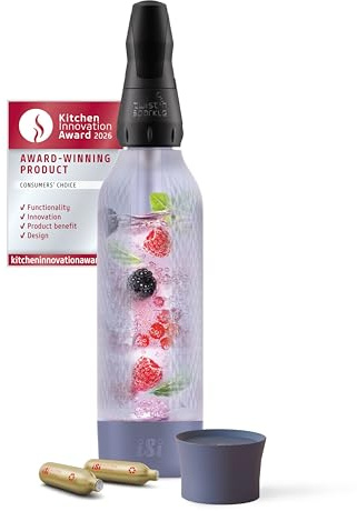 iSi Twist'n Sparkle Virtuoso Spruzzatore d'acqua 0,95 l – Soda Maker per acqua frizzante, succhi e cocktail – Sprudler & Soda Maker con custodia in silicone antiscivolo – Macchina alternativa per