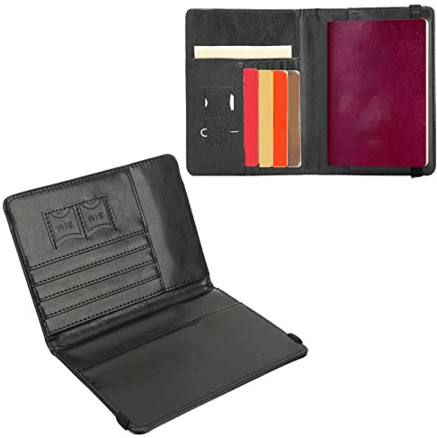 Haofy Copertura del Passaporto Britannico con Protezione RFID, Supporto per Passaporto per Viaggi in Pelle PU con Cintura Elastica e Slot a più Carte per L'organizzazione di Documenti
