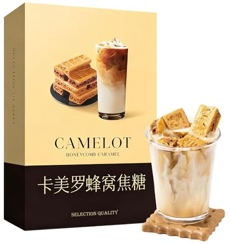 Dulce de Miel y Caramelo Panal de Abeja Postre Tradicional de Fiestas Decoración para Café Helado Snack Crujiente(80g)