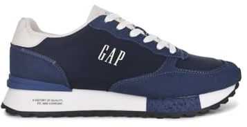GAP Zapatillas Deportivas para Hombre, Azul Marino, Estilo Retro, Cordones Blancos, Suela Blanca
