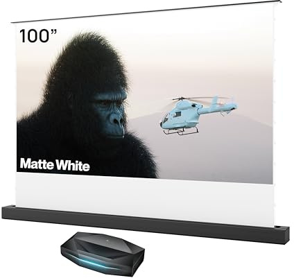 Set AWOL VISION Aetherion Pro + Pantalla de Suelo de 100 Pulgadas – Proyector de Ultra Corta Distancia con láser RGB Triple, 4K UHD, HDR10+, Dolby Vision y Atmos, para Cine en casa y Videojuegos