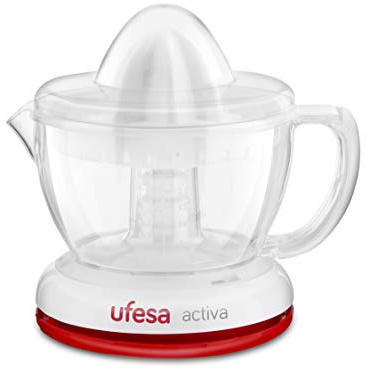 Ufesa EX4934 - Exprimidor eléctrico para cítricos con 2 conos y 0.7L de capacidad. Es desmontable y apto para lavavajillas, con recogecable sy pies antideslizantes