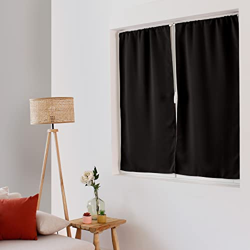 ED ENJOY HOME - Cortina de Cristal Opaco, con Paso, Negro, 60 x 120 cm, 100% poliéster, Tejido Certificado Oeko-Tex, colección Regaliz