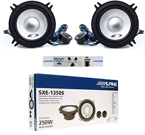 KIT SET PER ALPINE SXE-1350S sistema a 2 vie da 13,00 cm 130 mm 5 altoparlanti diffusori grigi da 40 watt rms e 250 watt max impedenza 4 ohm, a coppia + 5 sticker omaggio