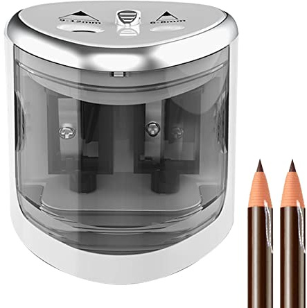 Sloane Sacapuntas eléctrico,Doble Agujero con Tapa Deslizante - Sacapuntas Industrial para lápices 6-12 mm, Esencial para la Escuela para Estudiantes, Trabajadores del Arte, Artistas